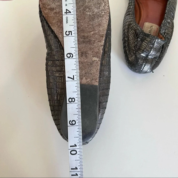 Lanvin Pewter Metallic Textured Loafer Ballet Flat - Picture 10 of 12